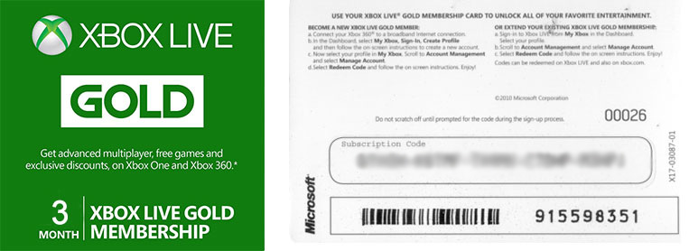 xbox live 3 month code